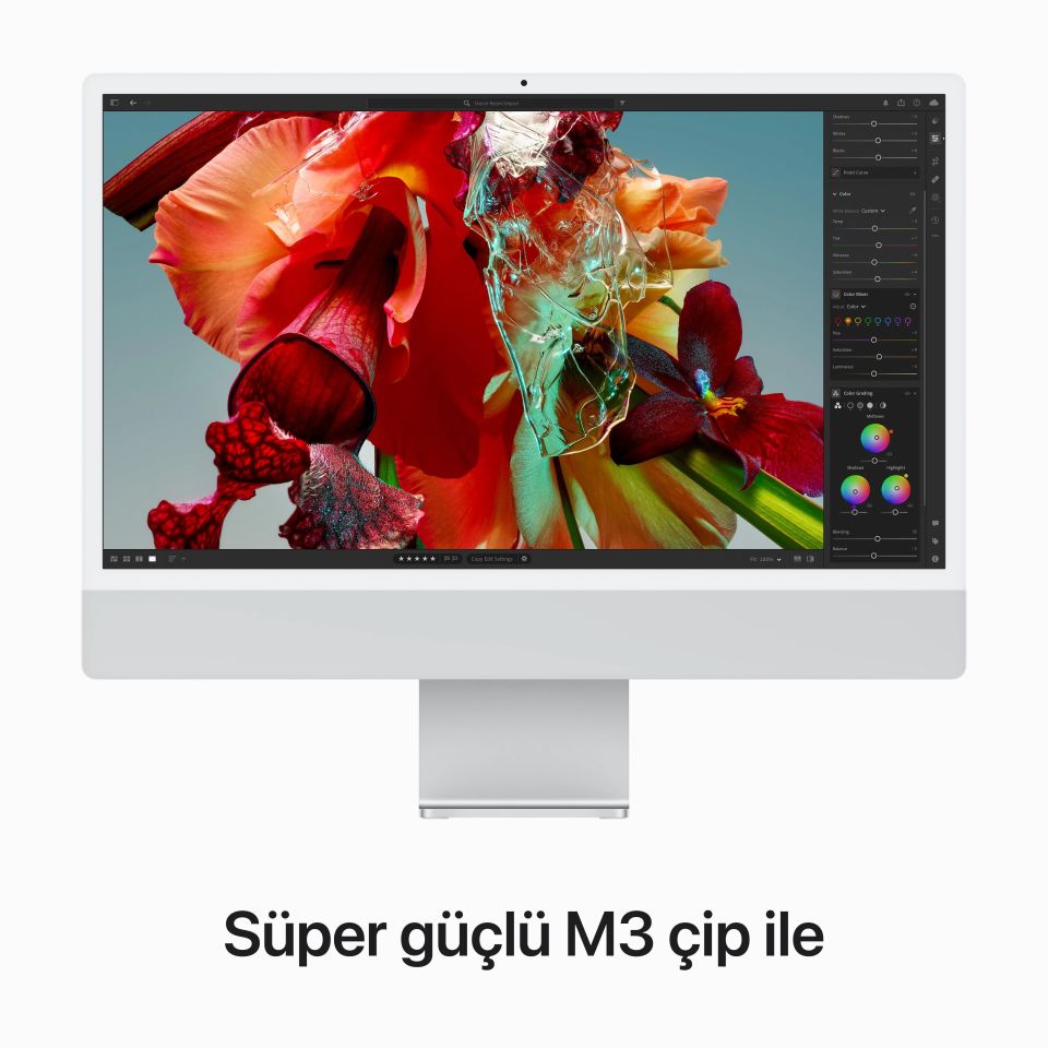 iMac 24 inç 4.5K M3 8C CPU 8C GPU 8GB RAM 256GB SSD Gümüş (MQR93TU/A)
