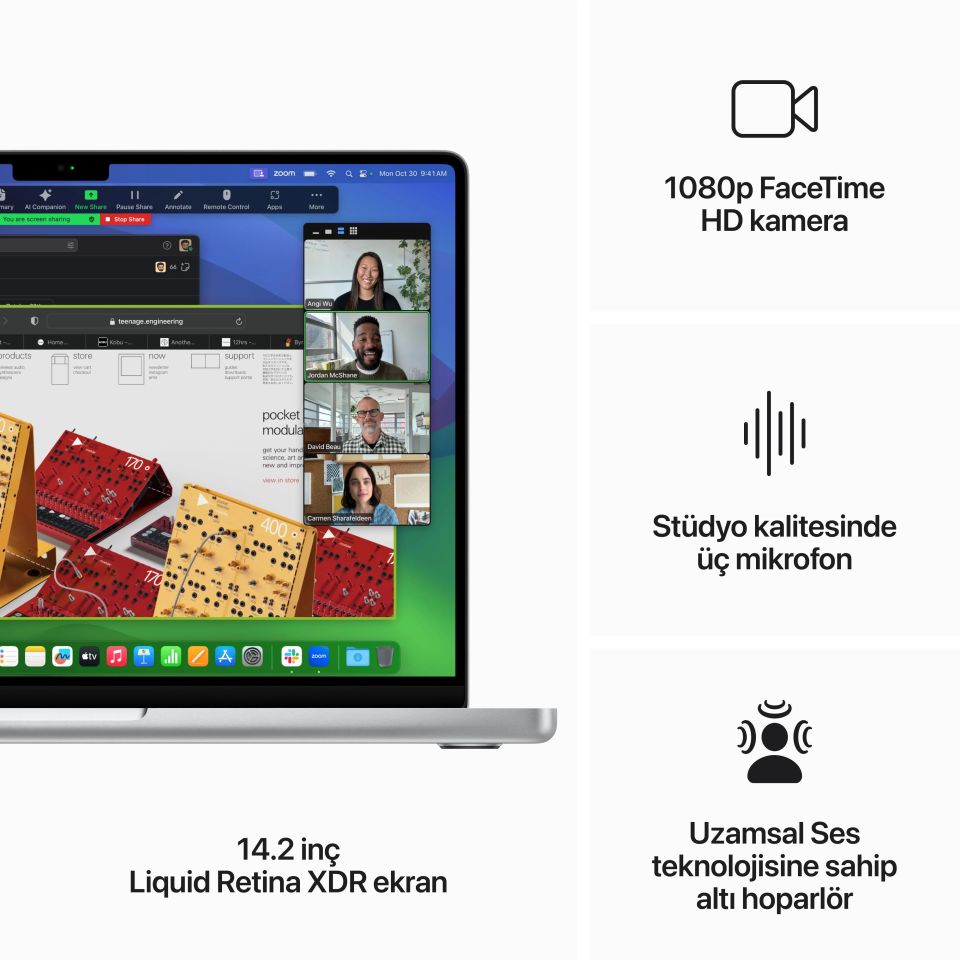 MacBook Pro 14 inç M3 Pro 12C CPU 18C GPU 18 GB RAM 1 TB SSD Gümüş (MRX73TU/A)