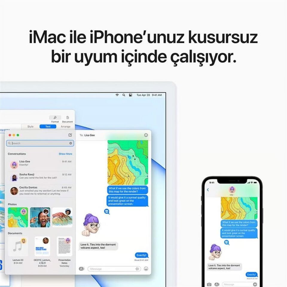 iMac 24 inç 4.5K M1 8C 8GB RAM 256GB SSD Gümüş (MGPC3TU/A)