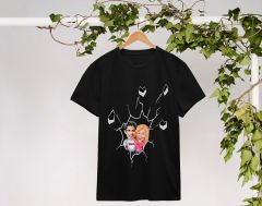 BK Gift Kişiye Özel Sevgililer Karikatürlü İkili Siyah T-shirt Seti, Sevgililer Hediye, Çift Hediyesi, Yıl Dönümü Hediyesi, Kişiye Özel Tişört-17