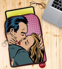 BK Gift Pop Art Tasarımlı Taşınabilir Koruyucu Tablet Kılıfı & Organizer Çanta - Bordo-10