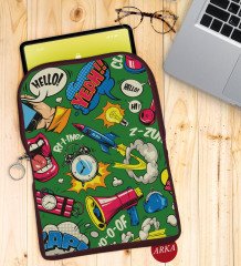 BK Gift Pop Art Tasarımlı Taşınabilir Koruyucu Tablet Kılıfı & Organizer Çanta - Bordo-2
