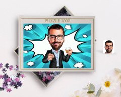 Kişiye Özel Erkek Karikatürlü 1000 Parça Profesyonel Puzzle-50