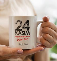 BK Gift Kişiye Özel İsimli Öğretmenler Günü Tasarımlı Defter Kalem Kupa Hediye Seti - 9, Öğretmene Hediye, Öğretmenler Günü