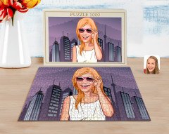 Kişiye Özel Kadın Karikatürlü 1000 Parça Profesyonel Puzzle-18