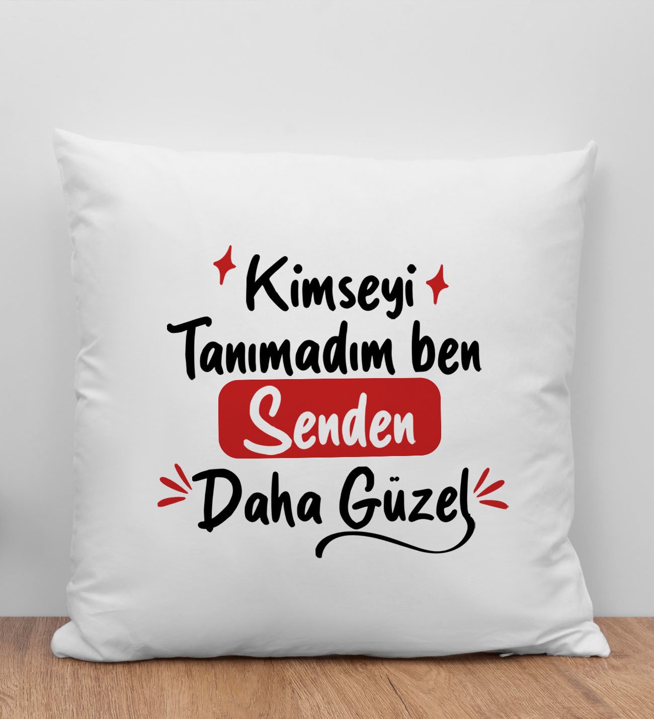 BK Gift Kimseyi Tanımadım Ben Tasarımlı Beyaz Kırlent Yastık, Arkadaşa Hediye, Ev Dekorasyonu, Ev Hediyesi-1