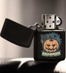 BK Gift Halloween Tasarımlı Renkli Baskılı Siyah Benzinli Metal Çakmak-2