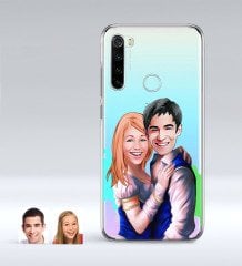 Kişiye Özel Sevgililer Karikatürlü Xiaomi Redmi Note 8 İnce Şeffaf Silikon Telefon Kapağı-40