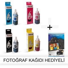 EPSON  EcoTank L310 için 1 Takım Photoink Mürekkep- Fotoğraf Kağıdı Hediyeli