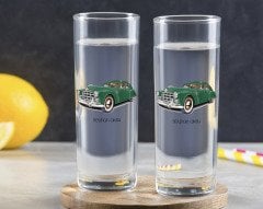 Kişiye Özel Renkli Baskılı Retro Otomobil Tasarımlı İkili Vodka Bardağı-3