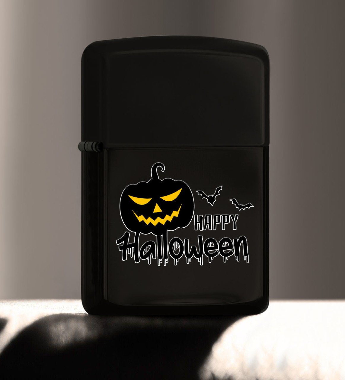 BK Gift Happy Halloween Tasarımlı Renkli Baskılı Siyah Benzinli Metal Çakmak-6