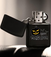 BK Gift Happy Halloween Tasarımlı Renkli Baskılı Siyah Benzinli Metal Çakmak-6