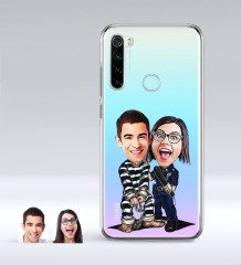 Kişiye Özel Sevgililer Karikatürlü Xiaomi Redmi Note 8 İnce Şeffaf Silikon Telefon Kapağı-7