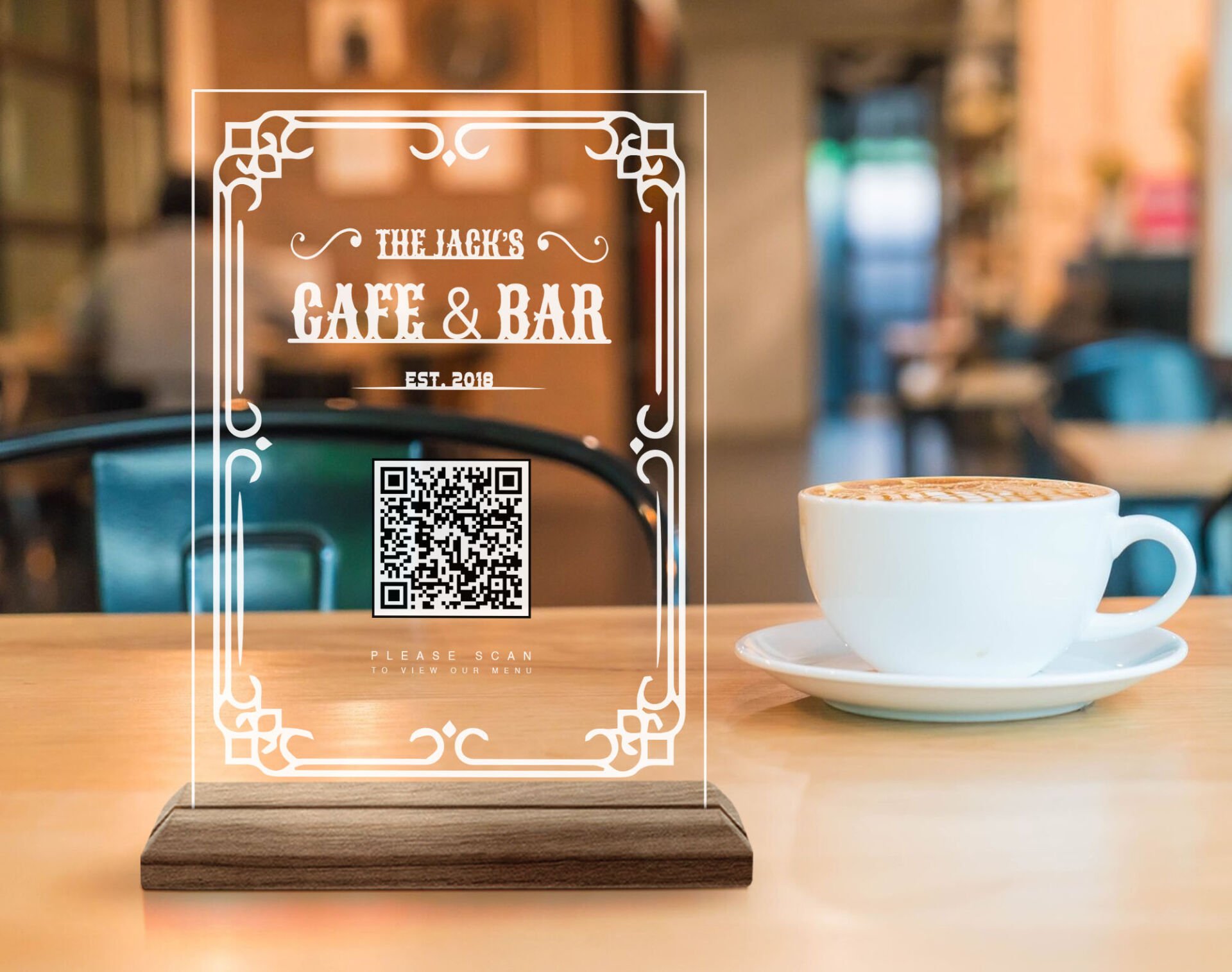 BK Gift Restoran & Cafe & Barlara Özel Ahşap Standlı Pleksi QR Kod Menü ...