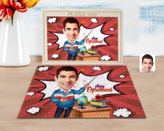 Kişiye Özel Erkek Sınıf Öğretmeni Karikatürlü 1000 Parça Profesyonel Puzzle-1