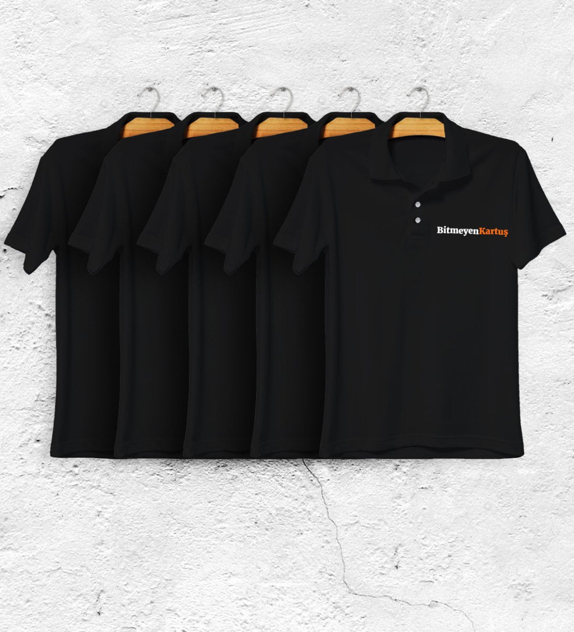 Firmalara Özel Logo Baskılı 1. Kalite Siyah Polo Yaka Tişört (5 Adet)