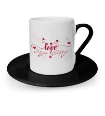 Kişiye Özel Sevgililer Günü Temalı Siyah Türk Kahvesi Fincanı - 14