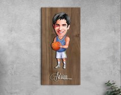 BK Gift Kişiye Özel Basketbol Karikatürlü Kabartma Figürlü Ahşap Tablo-6, Arkadaşa Hediye, Sevgiliye Hediye, Duvar Dekoru