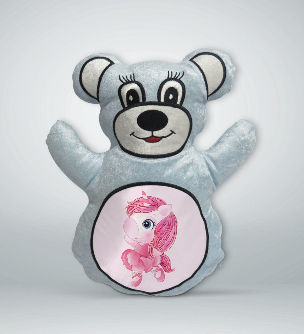 BK Gift Unicorn Tasarımlı Mavi Ayıcık Yastık-3