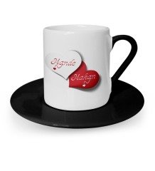 Kişiye Özel Sevgililer Günü Temalı Siyah Türk Kahvesi Fincanı - 26