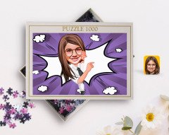 Kişiye Özel Kız Çocuk Karikatürlü 1000 Parça Profesyonel Puzzle-1