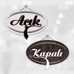 Kişiye Özel Açık & Kapalı Ahşap Kapı Levhası - 6