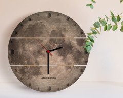 Kişiye Özel Ay Tasarımlı Otantik Ahşap Palet Saat-1
