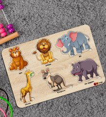 BK Toys Çocuklar İçin 2’li Ahşap Figürlü Eğitici-Öğretici Yapboz Puzzle-3