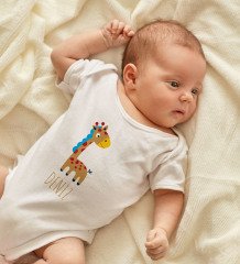 BK Kids Kişiye Özel İsimli Beyaz Bebek Body Zıbın ve Erkek Bebek Künyesi Hediye Seti-17