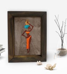 BK Gift African Woman Dekoratif Doğal Masif Ahşap Çerçeve 15x20cm-2