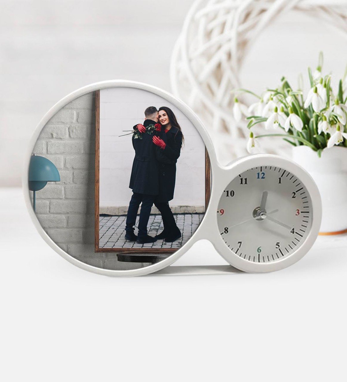 Kişiye Özel Sevgililer Günü Fotoğraflı Saatli Sihirli LED Ayna Çerçeve - 4