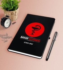 Kişiye Özel Eczane Siyah Defter Kalem Seti-4