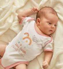 BK Kids Hoş Geldin Bebek Tasarımlı Pembe Bebek Body Zıbın-10