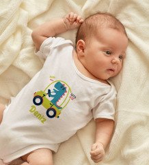 BK Kids Kişiye Özel İsimli Beyaz Bebek Body Zıbın ve Erkek Bebek Künyesi Hediye Seti-34