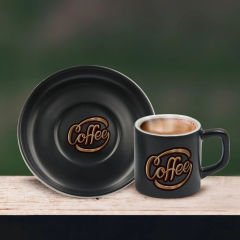 BK Gift Kişiye Özel Coffe Tasarımlı Siyah Renk Türk Kahvesi Fincanı-1, Arkadaşa Hediye, Sevgiliye Hediye, Yıl Dönümü Hediyesi