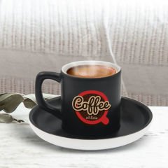 BK Gift Kişiye Özel Coffe Tasarımlı Siyah Renk Türk Kahvesi Fincanı-2, Arkadaşa Hediye, Sevgiliye Hediye, Yıl Dönümü Hediyesi