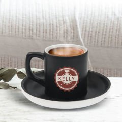 BK Gift Kişiye Özel Coffe Tasarımlı Siyah Renk Türk Kahvesi Fincanı-5, Arkadaşa Hediye, Sevgiliye Hediye, Yıl Dönümü Hediyesi