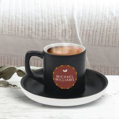 BK Gift Kişiye Özel Coffe Tasarımlı Siyah Renk Türk Kahvesi Fincanı-6, Arkadaşa Hediye, Sevgiliye Hediye, Yıl Dönümü Hediyesi