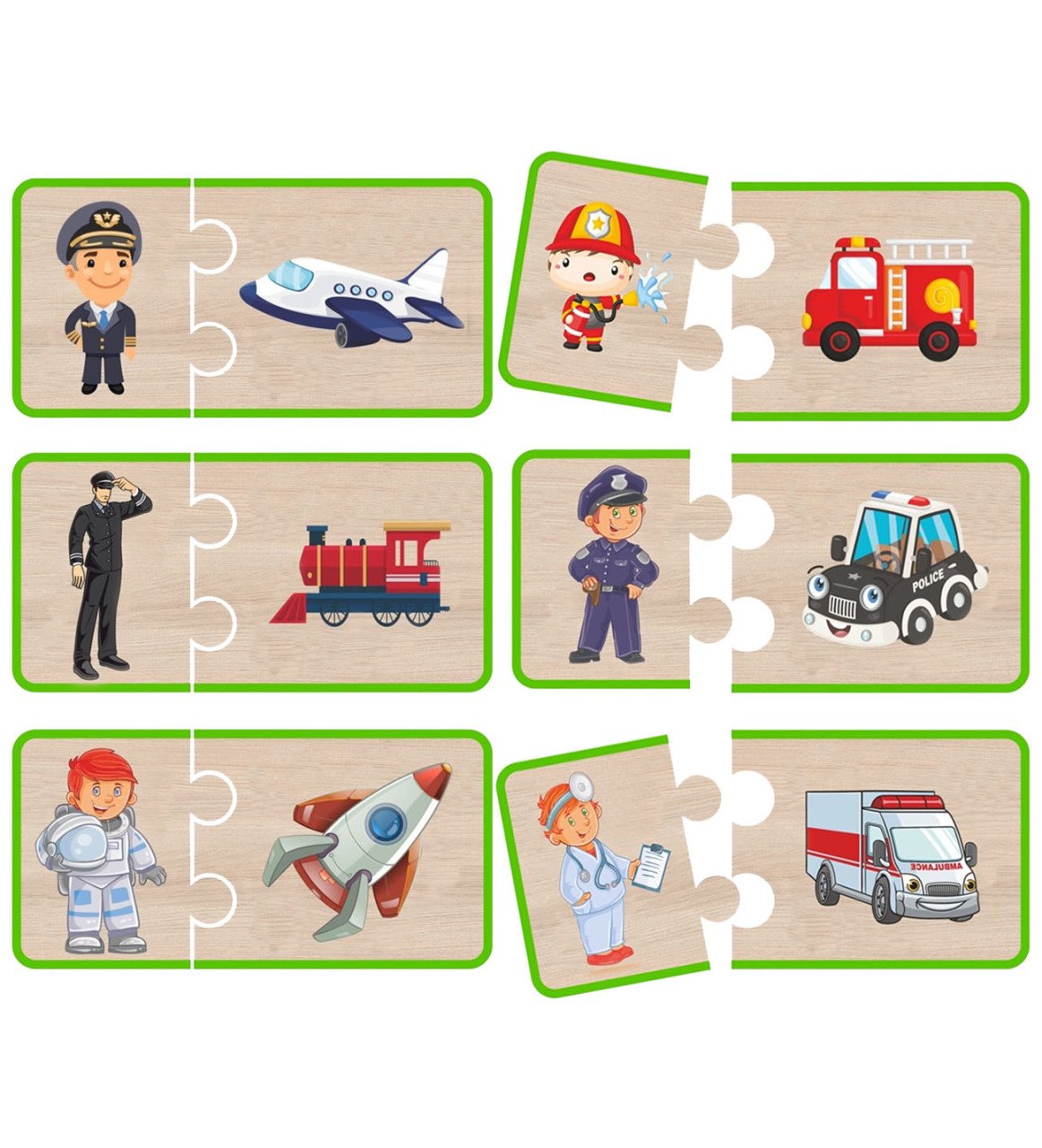 BK Toys Meslek Eşleştirme Görsel Gelişim Oyunu Ahşap Puzzle