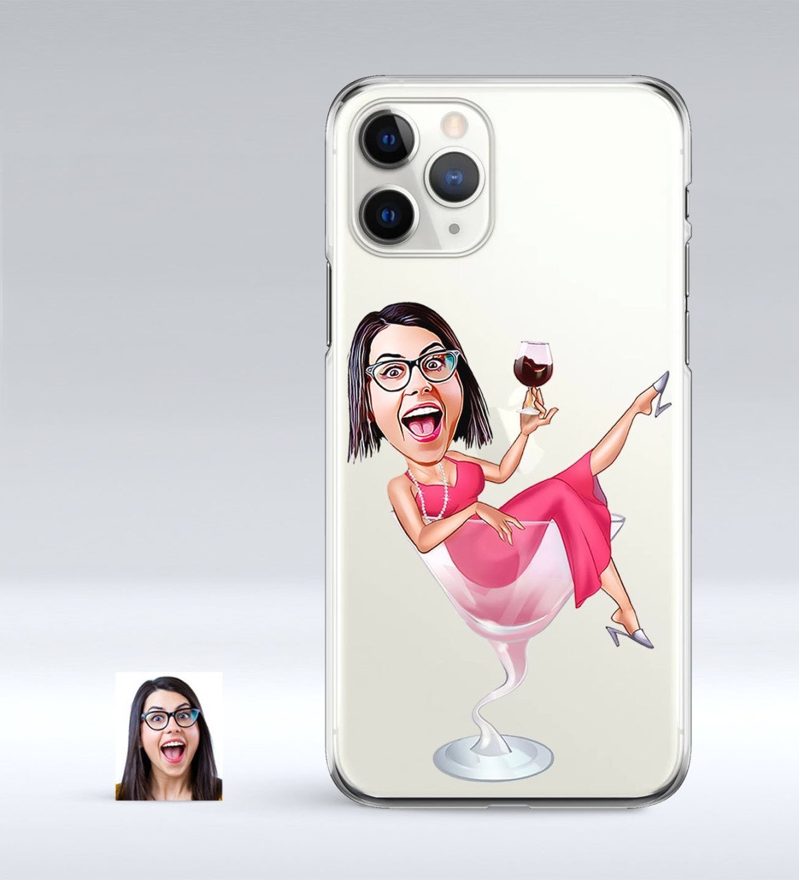 Kişiye Özel Bayan Karikatürlü iPhone 11 Pro İnce Şeffaf Silikon Telefon Kapağı-22