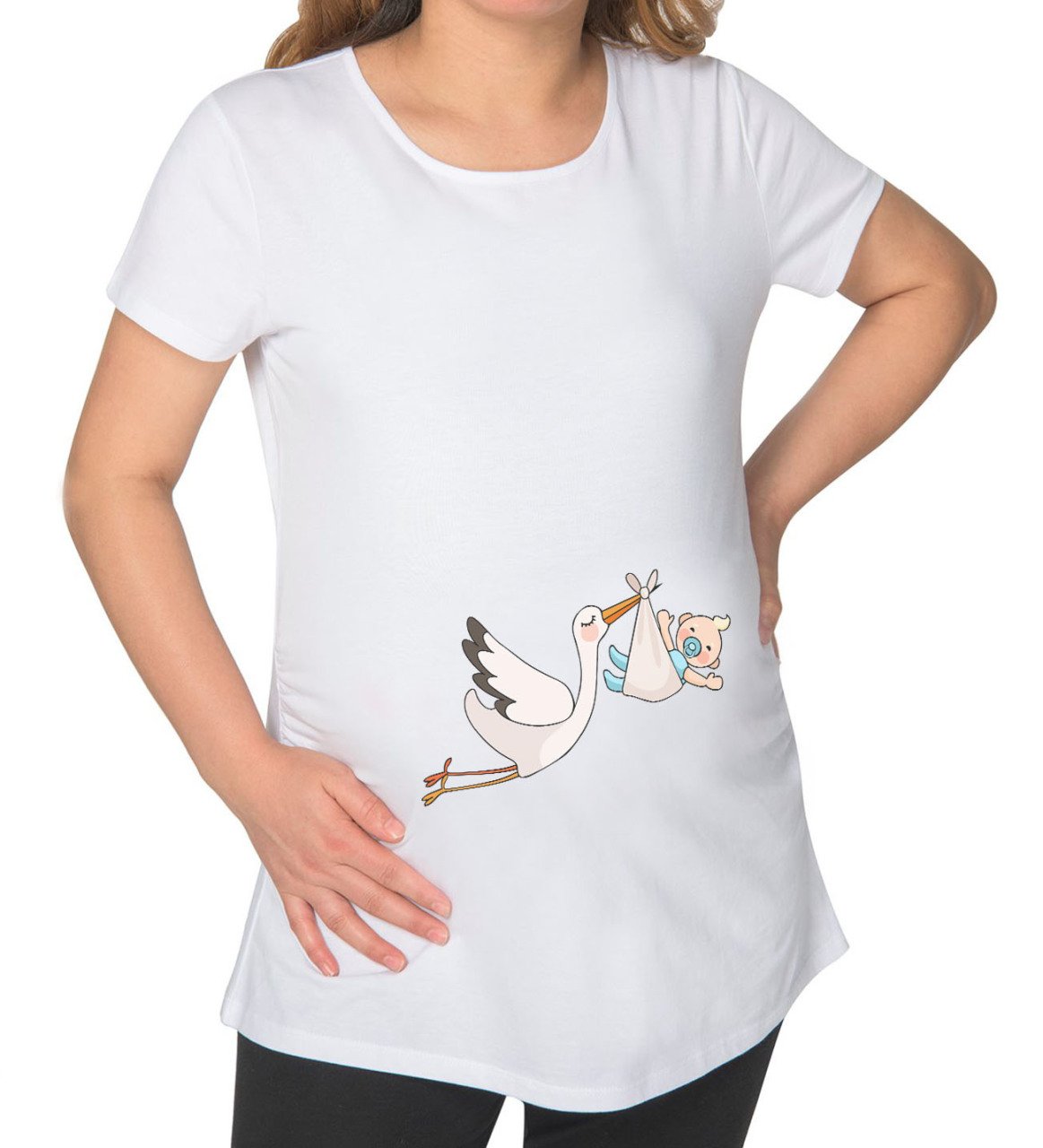 BK Gift Bebek Tasarımlı Beyaz Hamile Tişört-3