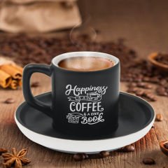 BK Gift Kişiye Özel Coffe Tasarımlı Siyah Renk Türk Kahvesi Fincanı-9, Arkadaşa Hediye, Sevgiliye Hediye, Yıl Dönümü Hediyesi