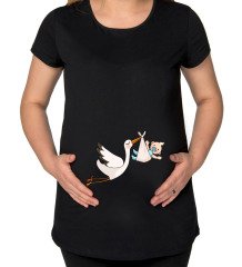 BK Gift Bebek Tasarımlı Siyah Hamile Tişört-3