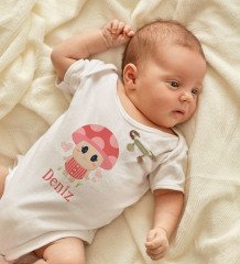 BK Kids Kişiye Özel İsimli Beyaz Bebek Body Zıbın ve Kız Bebek İğnesi Hediye Seti-10