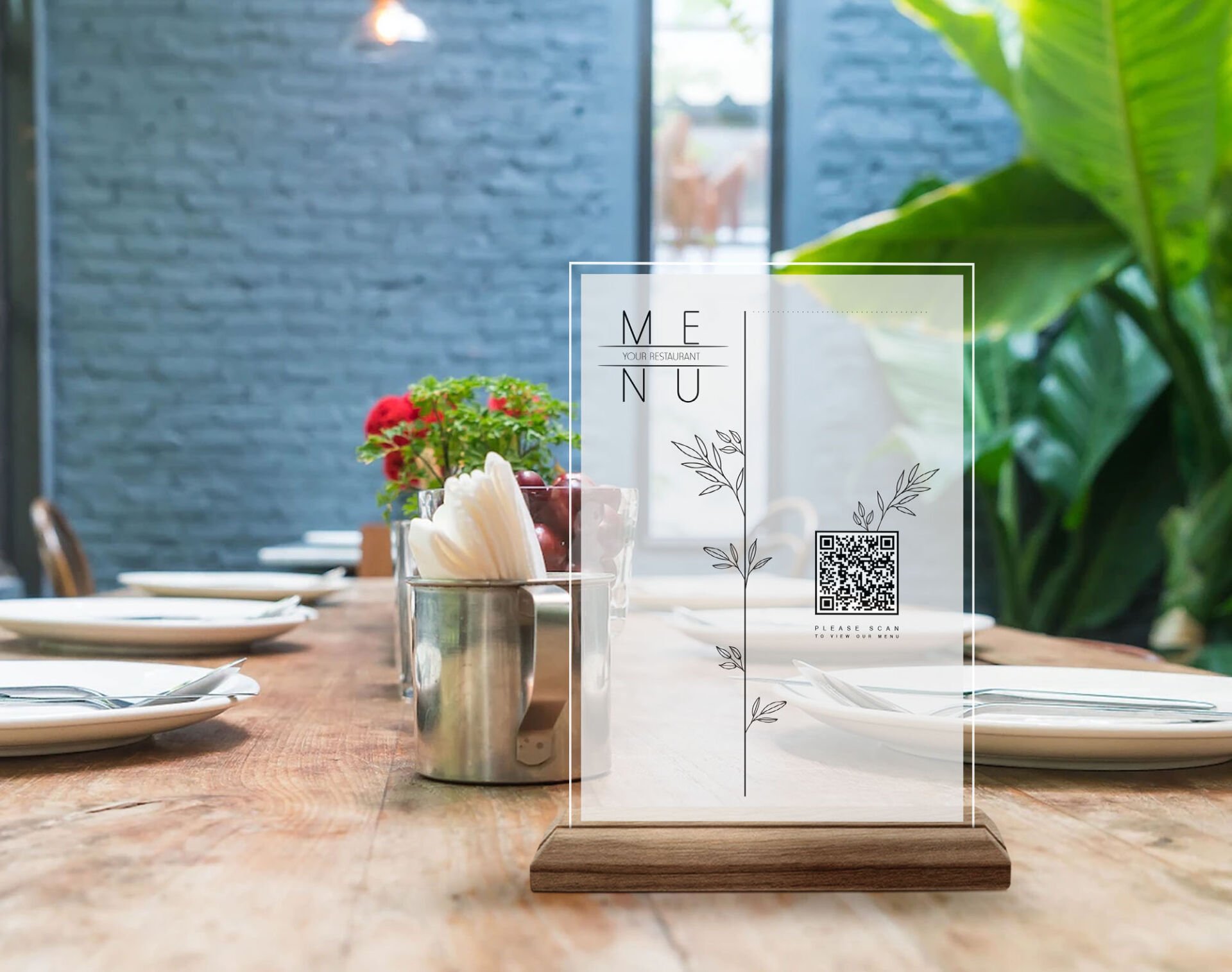 BK Gift Restoran & Cafe & Barlara Özel Ahşap Standlı Pleksi QR Kod Menü ...