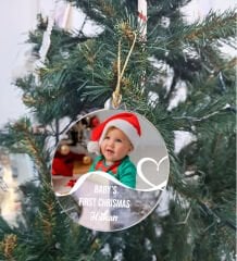 BK Gift Kişiye Özel Bebek Şeffaf Pleksi Yılbaşı Ağaç Süsü- 1, Yeni Yıl Hediyesi, Fotoğraflı & Mesajlı Ağaç Süsü
