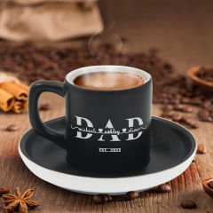 BK Gift Kişiye Özel Dad Tasarımlı Siyah Renk Türk Kahvesi Fincanı-1, Arkadaşa Hediye, Sevgiliye Hediye, Yıl Dönümü Hediyesi