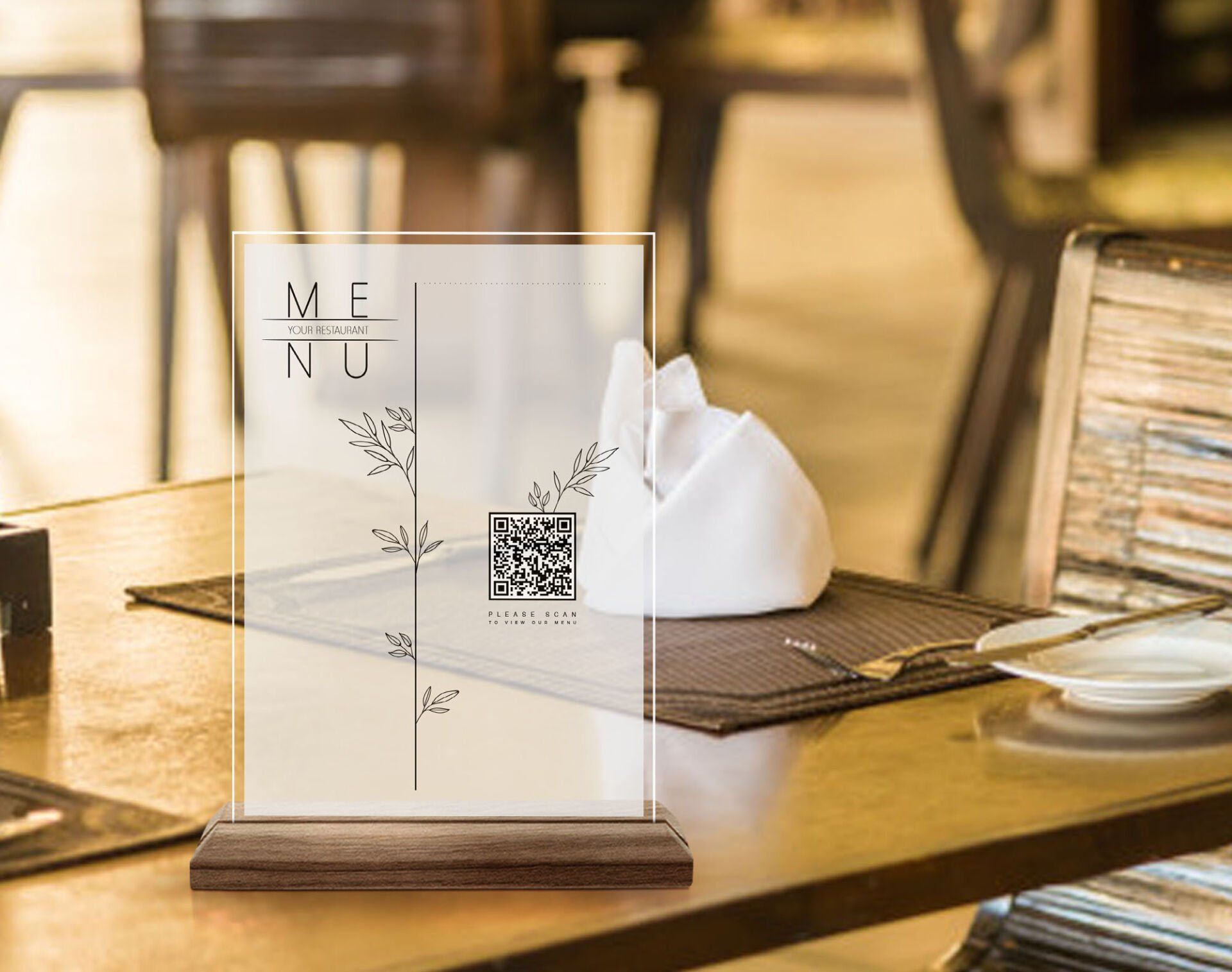 BK Gift Restoran & Cafe & Barlara Özel Ahşap Standlı Pleksi QR Kod Menü ...