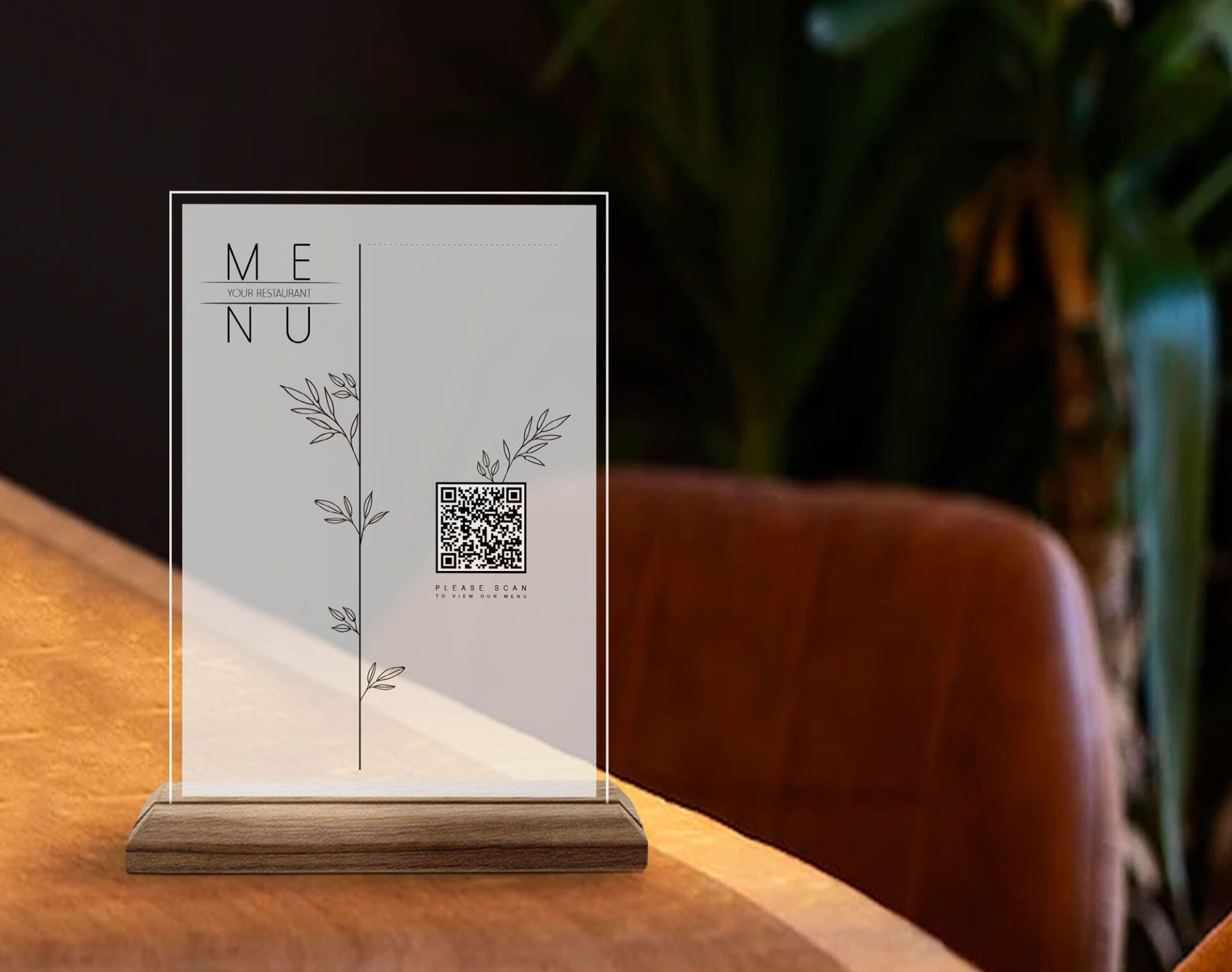 BK Gift Restoran & Cafe & Barlara Özel Ahşap Standlı Pleksi QR Kod Menü ...