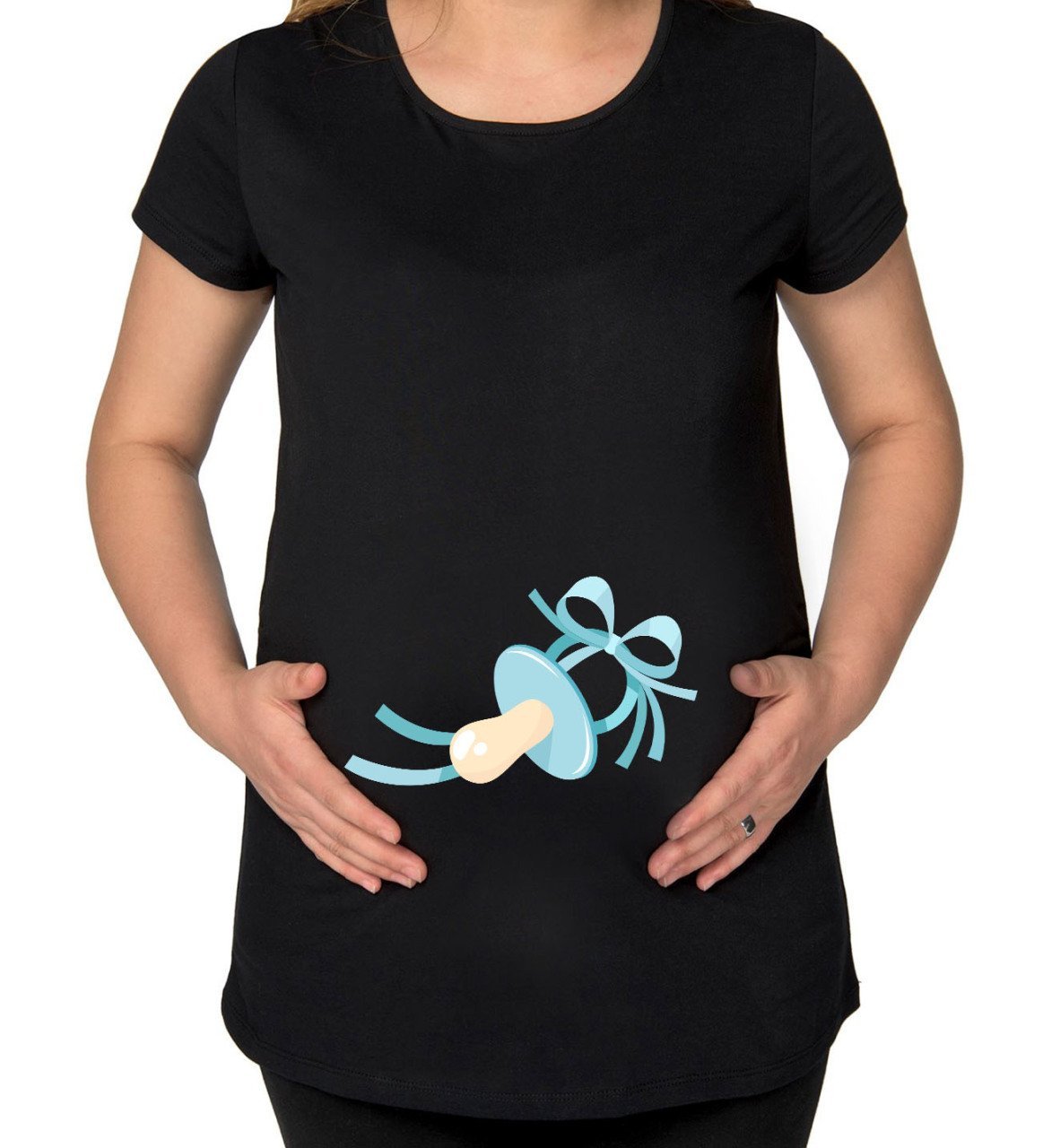 BK Gift Emzik Tasarımlı Siyah Hamile Tişört-2